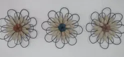 Wall Plaques-Kirkland's Home Layered Metal & Wood Flower Wall Plaques, Set Of 3 Black/Tan}Multi