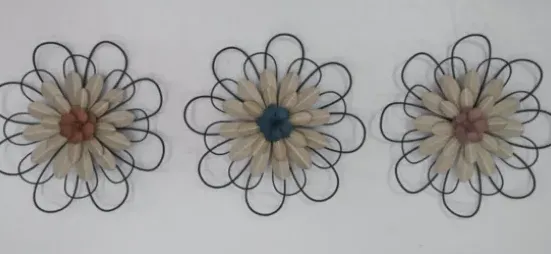 Wall Plaques-Kirkland's Home Layered Metal & Wood Flower Wall Plaques, Set Of 3 Black/Tan}Multi