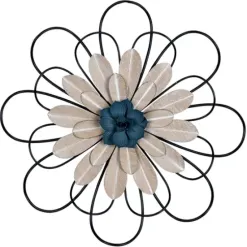 Wall Plaques-Kirkland's Home Layered Metal & Wood Flower Wall Plaques, Set Of 3 Black/Tan}Multi