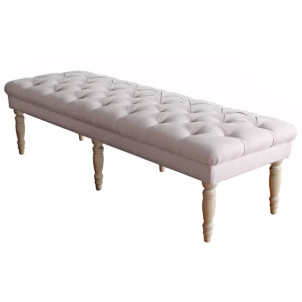 Benches & Ottomans-Kirkland's Home Layla Natural Button Tufted Bench Tan