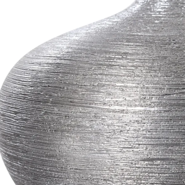 Vases-Kirkland's Home Leaf Ribbed Gatsby Bottle Vases, Set Of 2 Silver