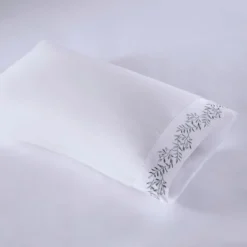 Bed Sheets-Kirkland's Home Leafy Vine Hem Microfiber 4-Pc. Queen Sheet Set White/Green