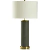 Table Lamps-Kirkland's Home Leather And Gold Table Lamp Gray
