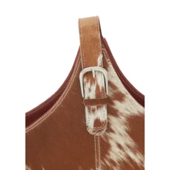 Baskets & Boxes-Kirkland's Home Leather Hide Modern Magazine Rack Basket Brown/White