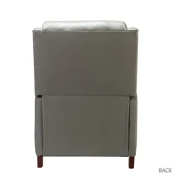 Accent Chairs-Kirkland's Home Leather Nailhead Traditional Recliner Gray