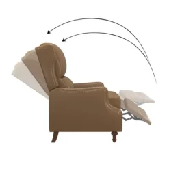 Accent Chairs-Kirkland's Home Leather Nailhead Trim Classic Recliner Brown