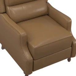 Accent Chairs-Kirkland's Home Leather Nailhead Trim Classic Recliner Brown
