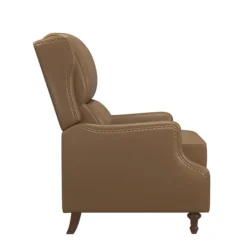 Accent Chairs-Kirkland's Home Leather Nailhead Trim Classic Recliner Brown