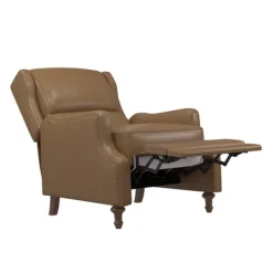 Accent Chairs-Kirkland's Home Leather Nailhead Trim Classic Recliner Brown
