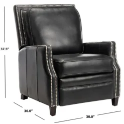 Accent Chairs-Kirkland's Home Leather Nailhead Trim Recliner Black