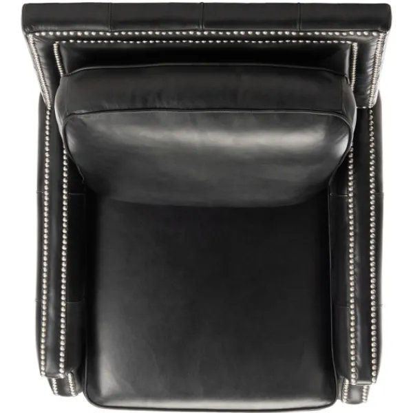 Accent Chairs-Kirkland's Home Leather Nailhead Trim Recliner Black