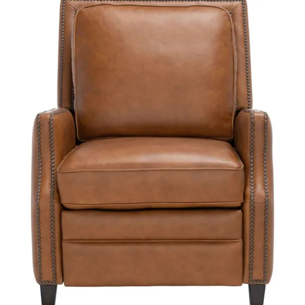 Accent Chairs-Kirkland's Home Leather Nailhead Trim Recliner Brown