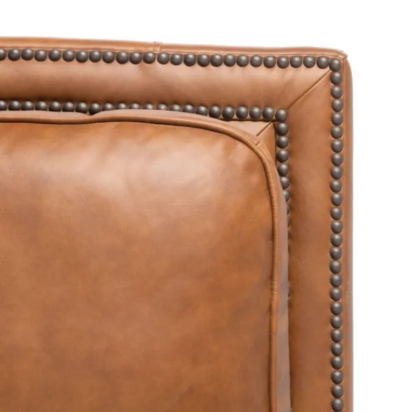 Accent Chairs-Kirkland's Home Leather Nailhead Trim Recliner Brown