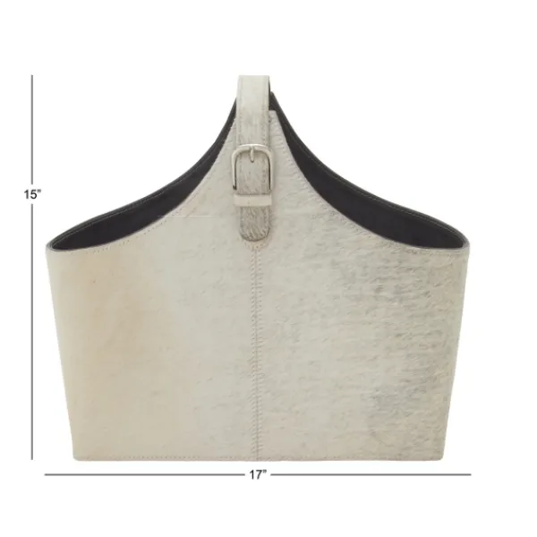 Baskets & Boxes-Kirkland's Home Leather Textured Magazine Rack White
