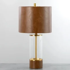 Table Lamps-Kirkland's Home Leather Watson Table Lamp Brown
