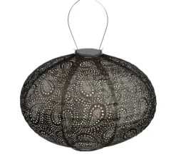 Outdoor Lighting-Kirkland's Home Led Oval Taupe Outdoor Hanging Lantern Gray