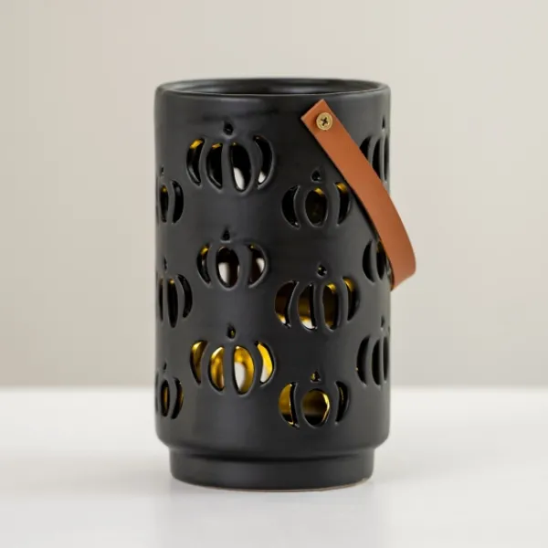 Lanterns-Kirkland's Home Led Pumpkin Cut-Outs Lantern, 7.8 In. Black