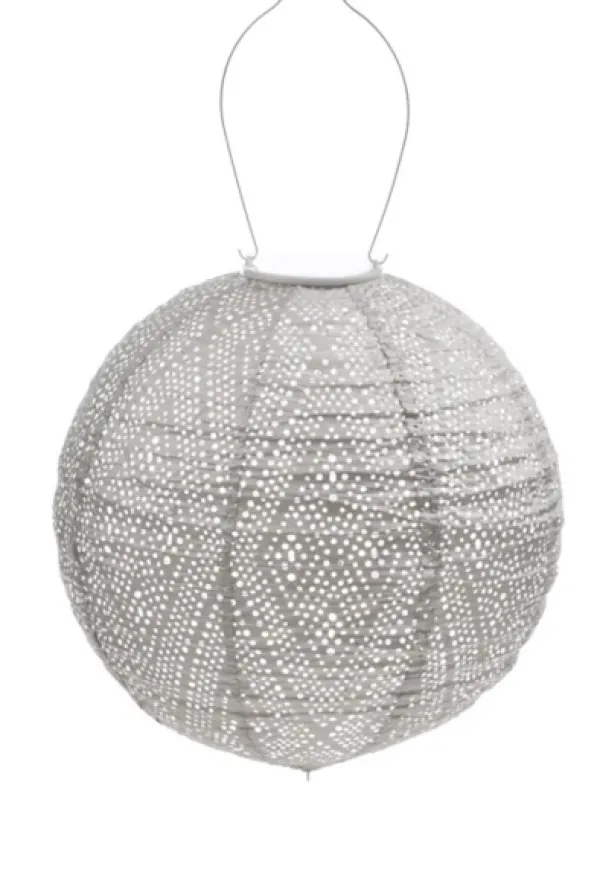 Outdoor Lighting-Kirkland's Home Led Round Light Taupe Outdoor Hanging Lantern Gray