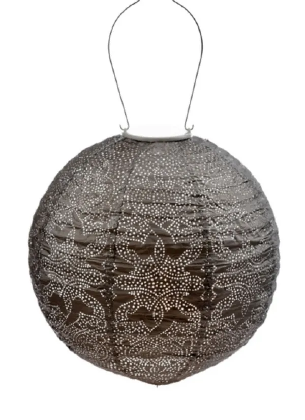 Outdoor Lighting-Kirkland's Home Led Round Taupe Outdoor Hanging Lantern Gray