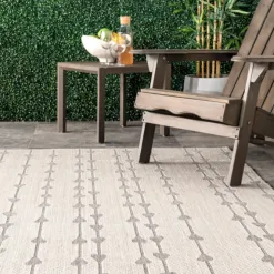 Outdoor Rugs-Kirkland's Home Lela Gray Raindrop Cascade Outdoor Rug, 5X8 Gray/Tan