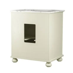Bathroom Furniture-Kirkland's Home Leonhard Marble Sink Vanity Ivory