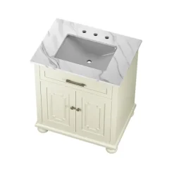Bathroom Furniture-Kirkland's Home Leonhard Marble Sink Vanity Ivory