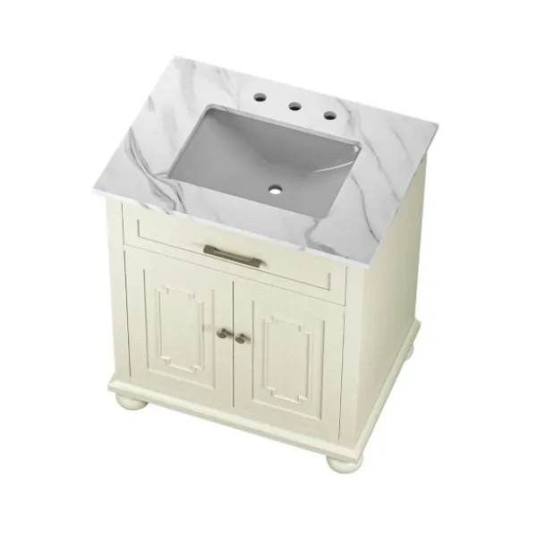 Bathroom Furniture-Kirkland's Home Leonhard Marble Sink Vanity Ivory