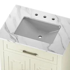 Bathroom Furniture-Kirkland's Home Leonhard Marble Sink Vanity Ivory