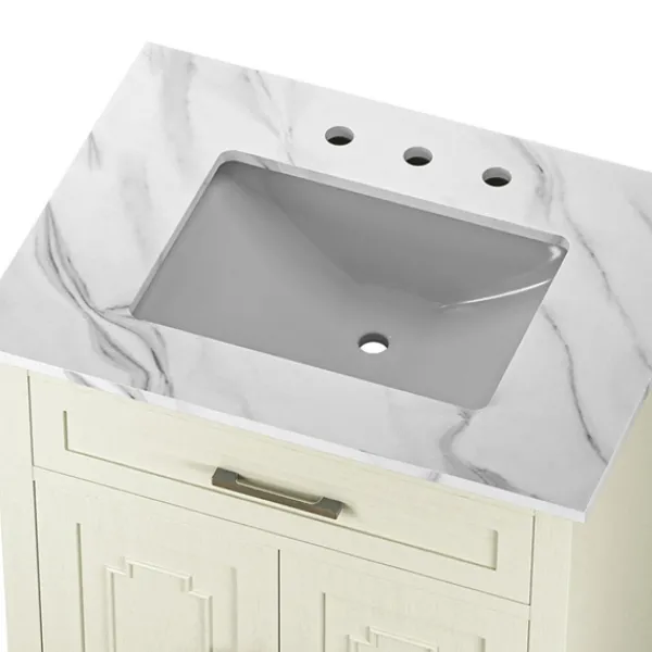 Bathroom Furniture-Kirkland's Home Leonhard Marble Sink Vanity Ivory