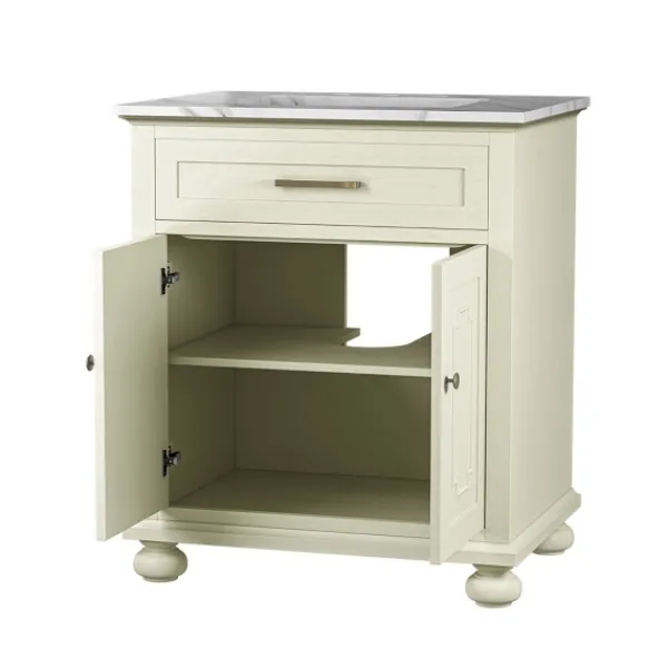 Bathroom Furniture-Kirkland's Home Leonhard Marble Sink Vanity Ivory