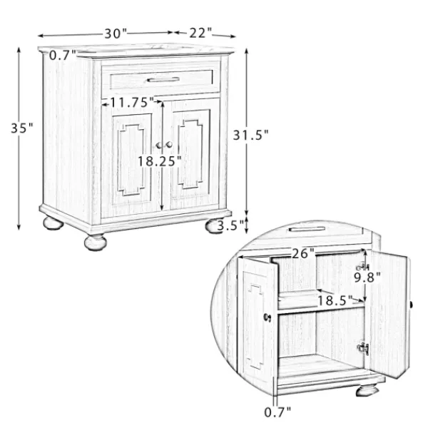Bathroom Furniture-Kirkland's Home Leonhard Marble Sink Vanity Ivory