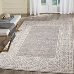 Outdoor Rugs-Kirkland's Home Leopard Border Outdoor Area Rug, 5X7 Gray