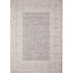 Outdoor Rugs-Kirkland's Home Leopard Border Outdoor Area Rug, 6X9 Gray