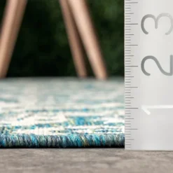 Outdoor Rugs-Kirkland's Home Leslie Green Floral Trellis Outdoor Rug, 5X8 Green/White