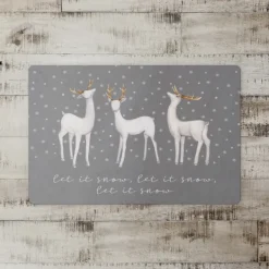 Kitchen & Floor Mats-Kirkland's Home Let It Snow Reindeer Christmas Floor Mat Gray