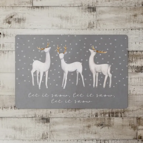 Kitchen & Floor Mats-Kirkland's Home Let It Snow Reindeer Christmas Floor Mat Gray