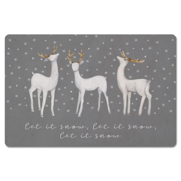 Kitchen & Floor Mats-Kirkland's Home Let It Snow Reindeer Christmas Floor Mat Gray
