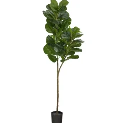 Trees & Topiaries-Kirkland's Home Lifelike Fiddle Leaf Fig In Black Planter, 4.5 Ft.
