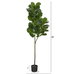 Trees & Topiaries-Kirkland's Home Lifelike Fiddle Leaf Fig In Black Planter, 4.5 Ft.