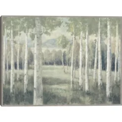 Framed Art-Kirkland's Home Light Aspens Forest Framed Wall Art Gray/White/Green