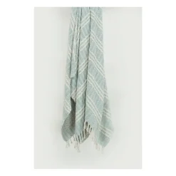 Blankets & Throws-Kirkland's Home Light Blue And Ivory Striped Cotton Throw Blue/Ivory