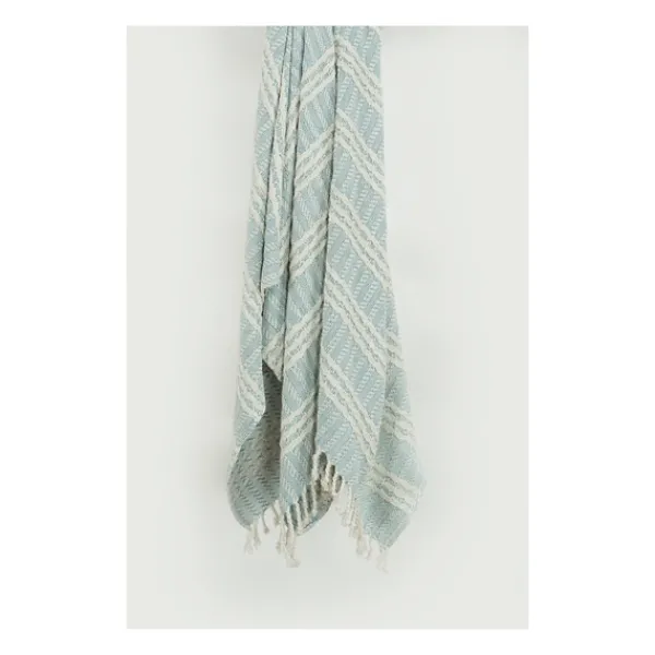 Blankets & Throws-Kirkland's Home Light Blue And Ivory Striped Cotton Throw Blue/Ivory