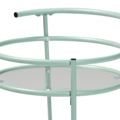 Kitchen Islands & Bar Carts-Kirkland's Home Light Blue Round Metal Bar Cart