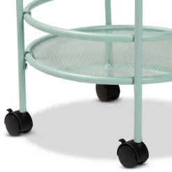 Kitchen Islands & Bar Carts-Kirkland's Home Light Blue Round Metal Bar Cart