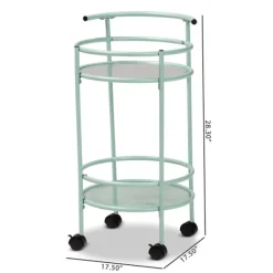 Kitchen Islands & Bar Carts-Kirkland's Home Light Blue Round Metal Bar Cart