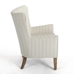 Accent Chairs-Kirkland's Home Light Blue Stripe Wingback Accent Chair White/Blue