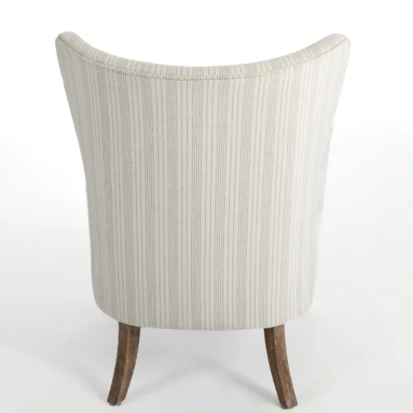 Accent Chairs-Kirkland's Home Light Blue Stripe Wingback Accent Chair White/Blue
