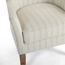 Accent Chairs-Kirkland's Home Light Blue Stripe Wingback Accent Chair White/Blue