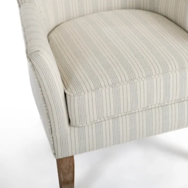 Accent Chairs-Kirkland's Home Light Blue Stripe Wingback Accent Chair White/Blue