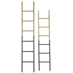 Decorative Accents-Kirkland's Home Light Brown Wood And Black Metal Ladders, Set Of 2 Brown/Black